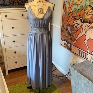 Lace Detail Baby blue Maxi Dress